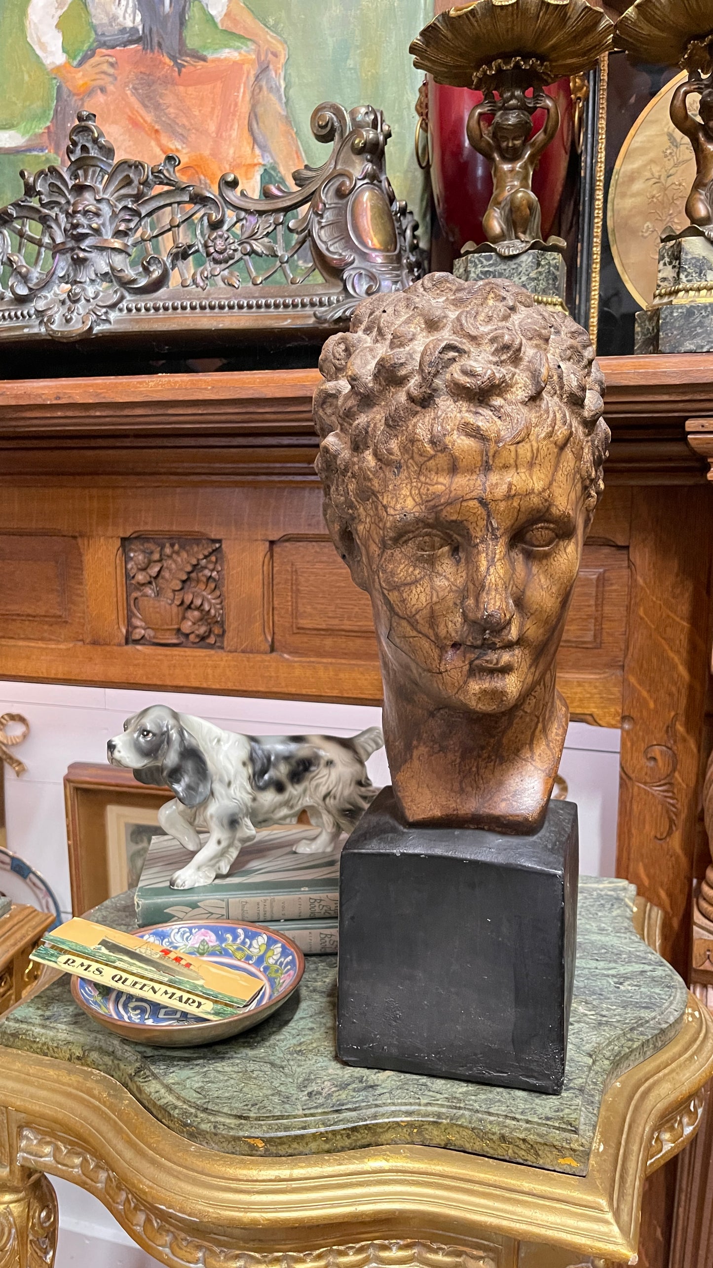 VINTAGE CLASSICAL APOLLO-STYLE PLASTER BUST