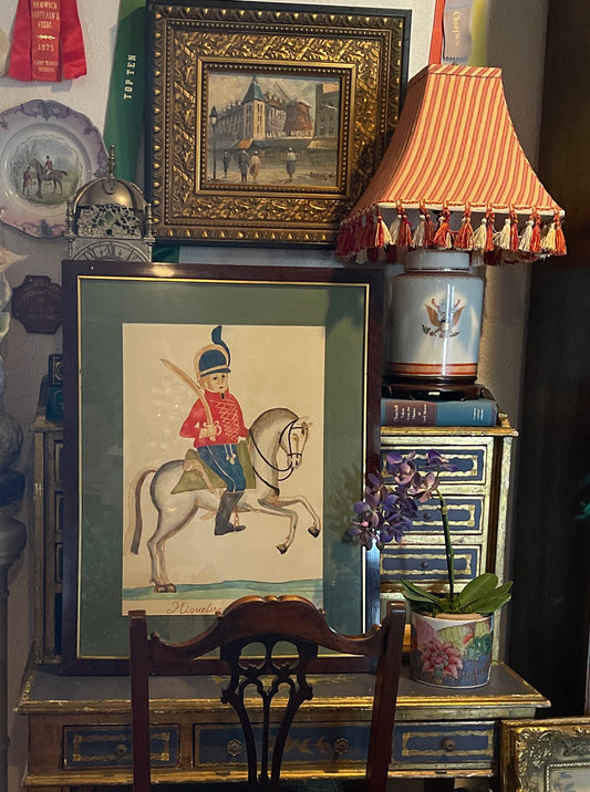 Vintage Napoleon Watercolor, Original Estate Art