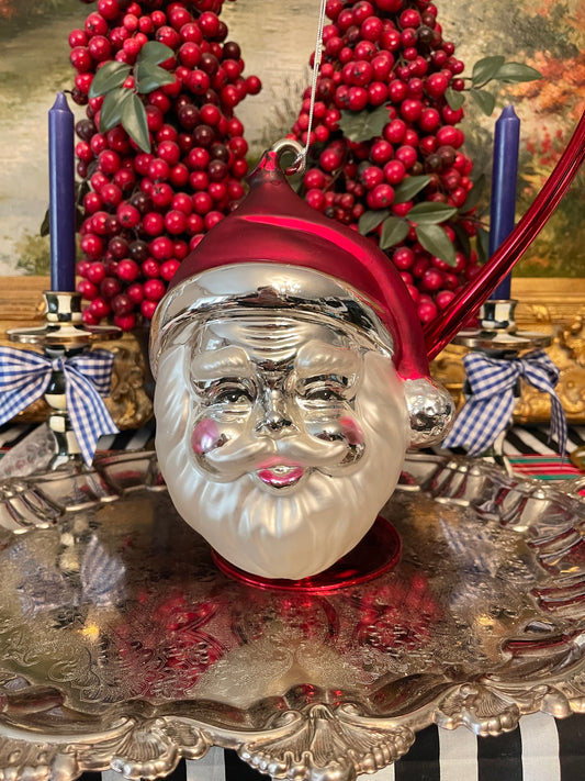 XLarge Mercury Glass Santa Face Dept 56 Ornament