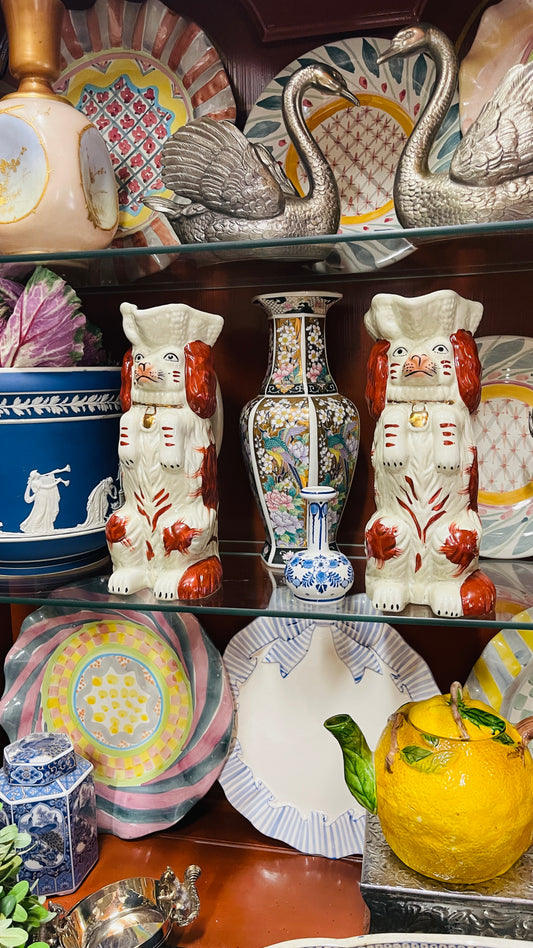 Staffordshire Style Dog Pitcher, Three Available