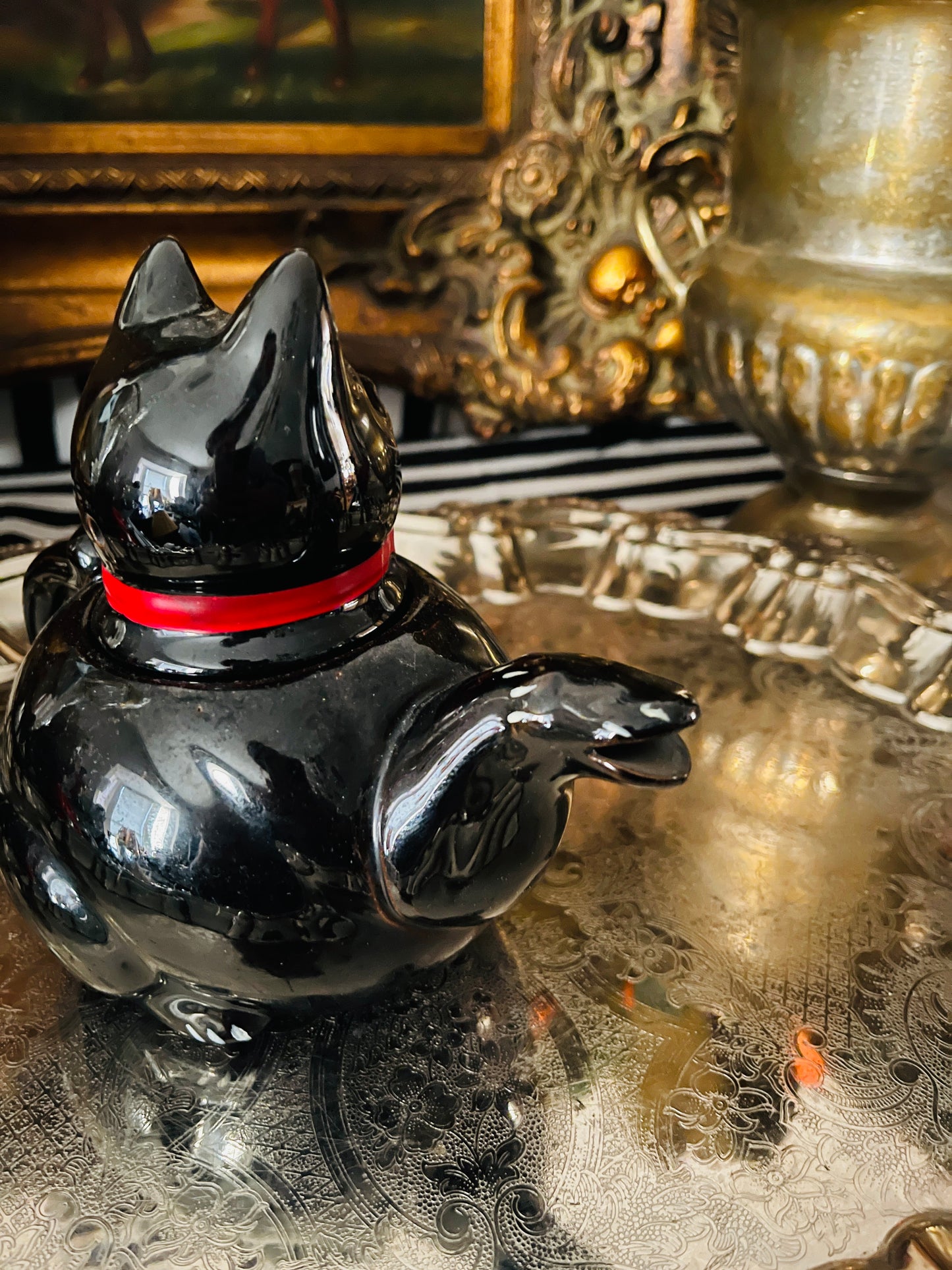 Vintage Shafford Black Cat Teapot, Made in Japan c.1950s