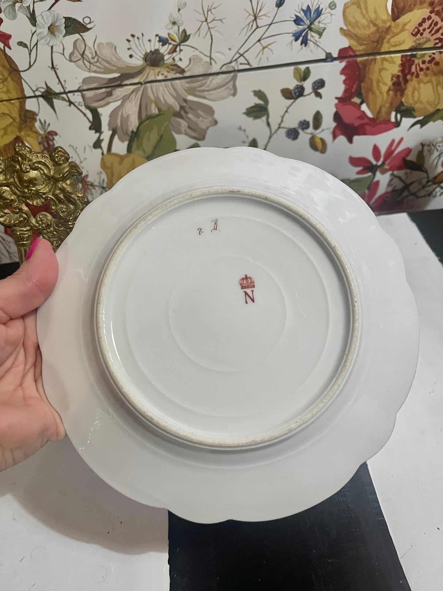 Set of 4 Vintage Italian Porcelain Portrait Cabinet Plates | Napoleon & Imperial Court | Crowned N Naples Mark | 8.5”| Round Top Find