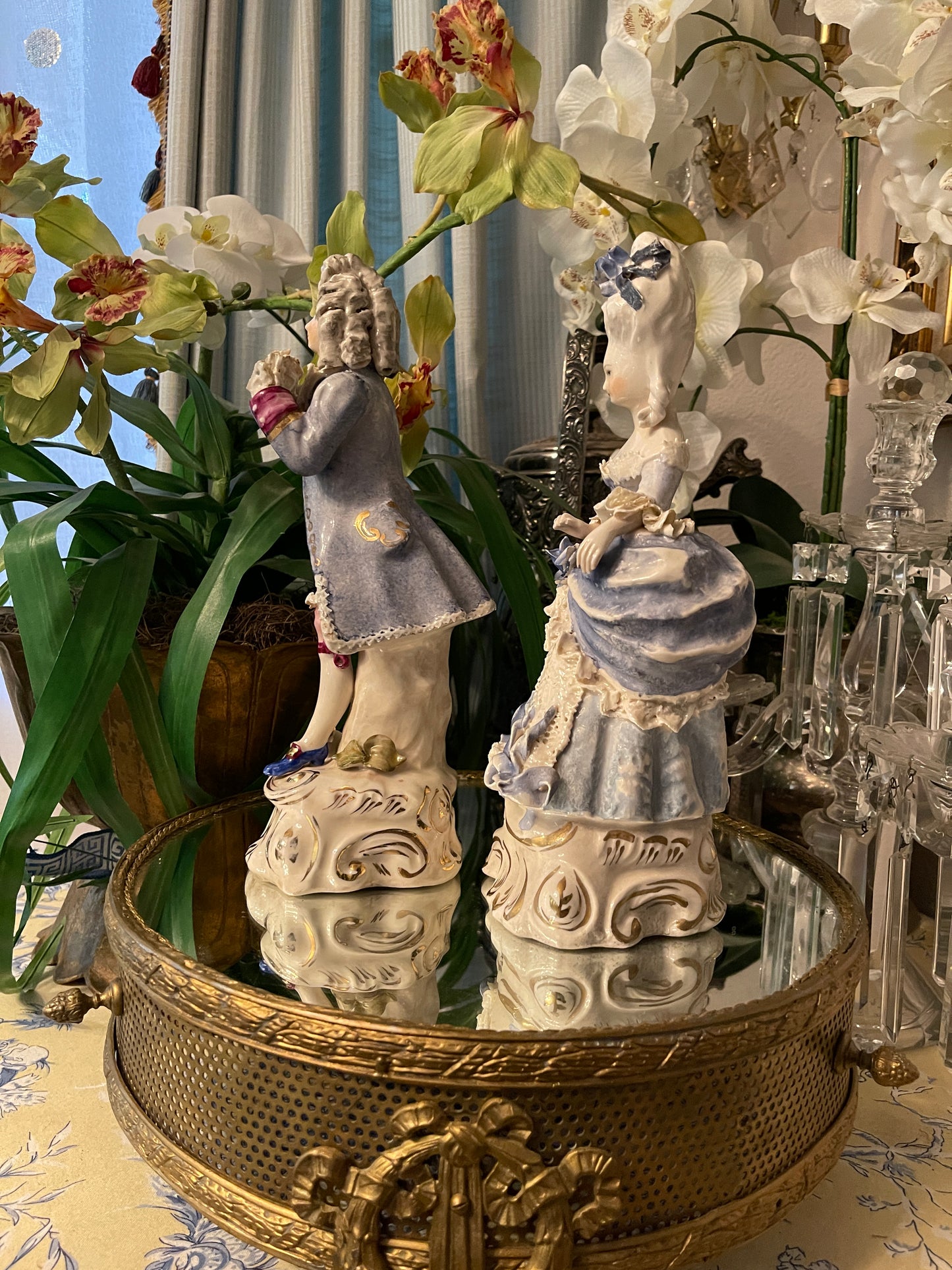 Vintage Cordey Louis XVI and Marie Antoinette–Inspired Rococo Statuette Pair | 11” |