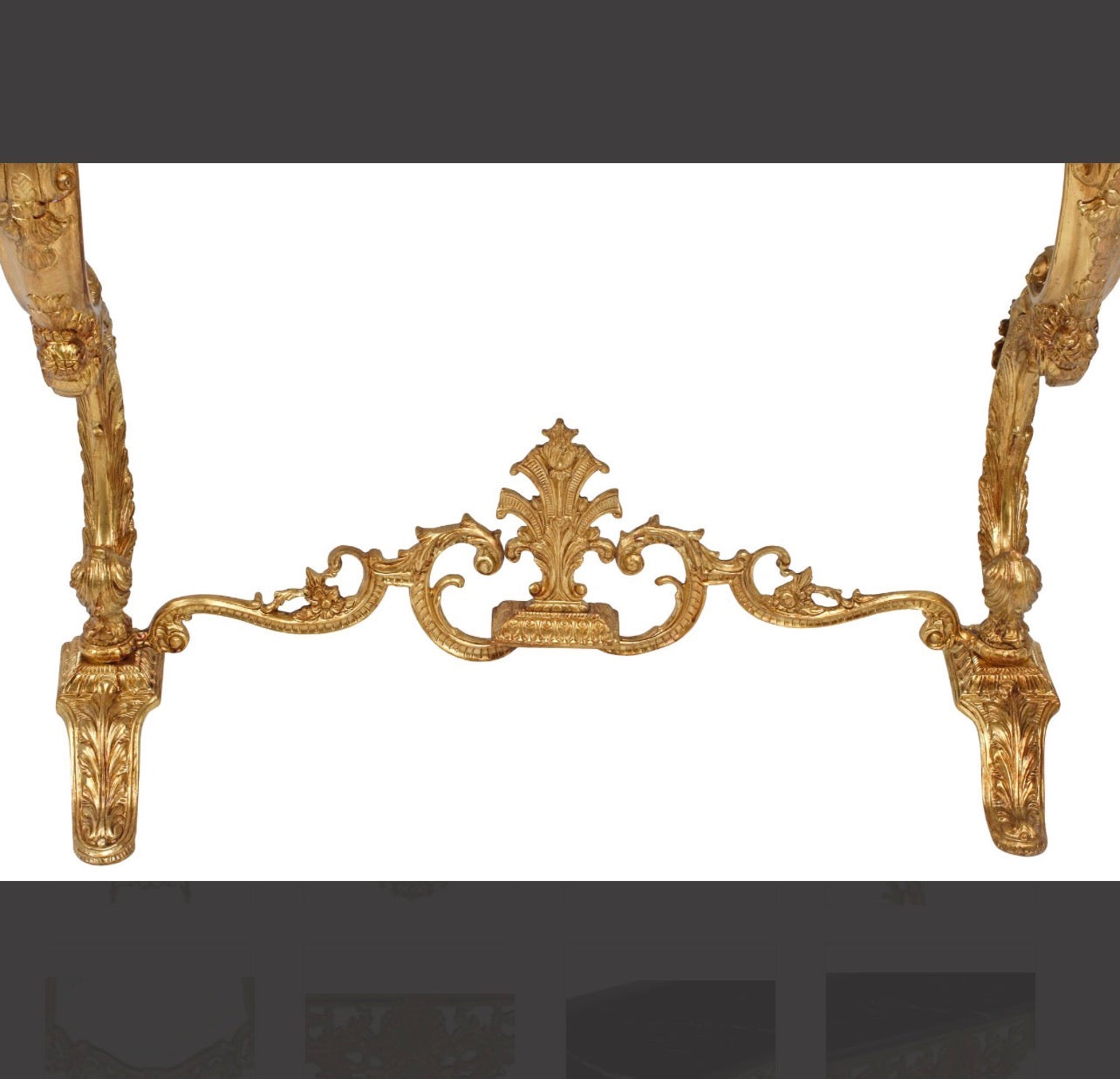 Antique Rococo Bronze Doré Console Table & Mirror with Marble Top