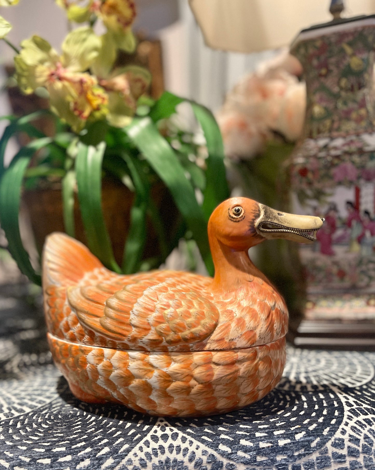 Mottahedeh Lowestoft Reproduction Peking Duck Tureen, Made in Italy