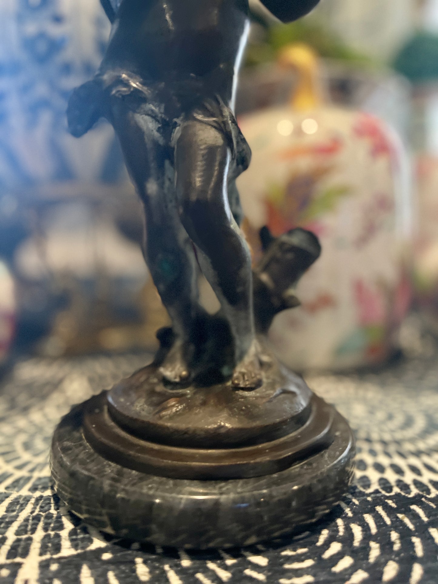 Vintage Bronze Putti Statue