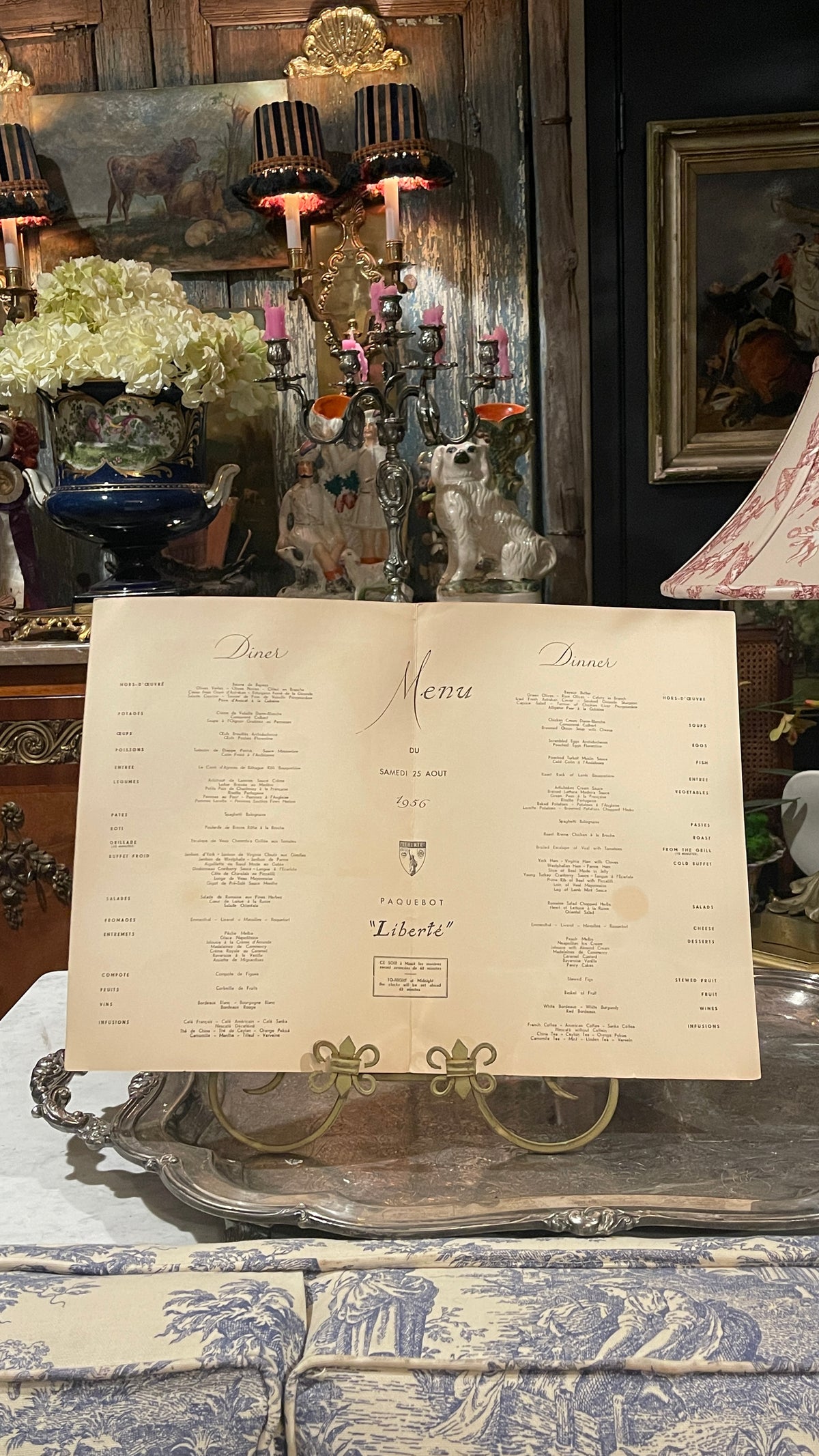 1956 French Line Illustrated Menu — Frère Jacques | Jean A. Mercier