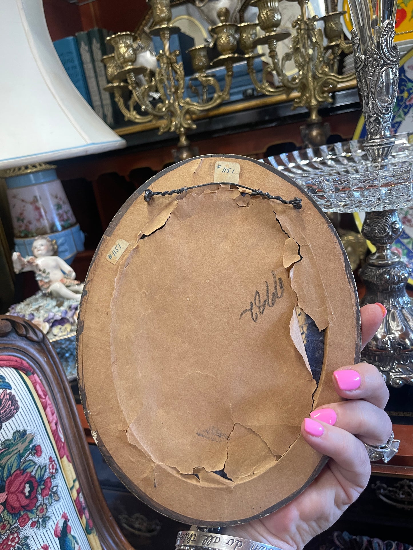 Antique Sèvres Style Porcelain Plaque, Giltwood Frame