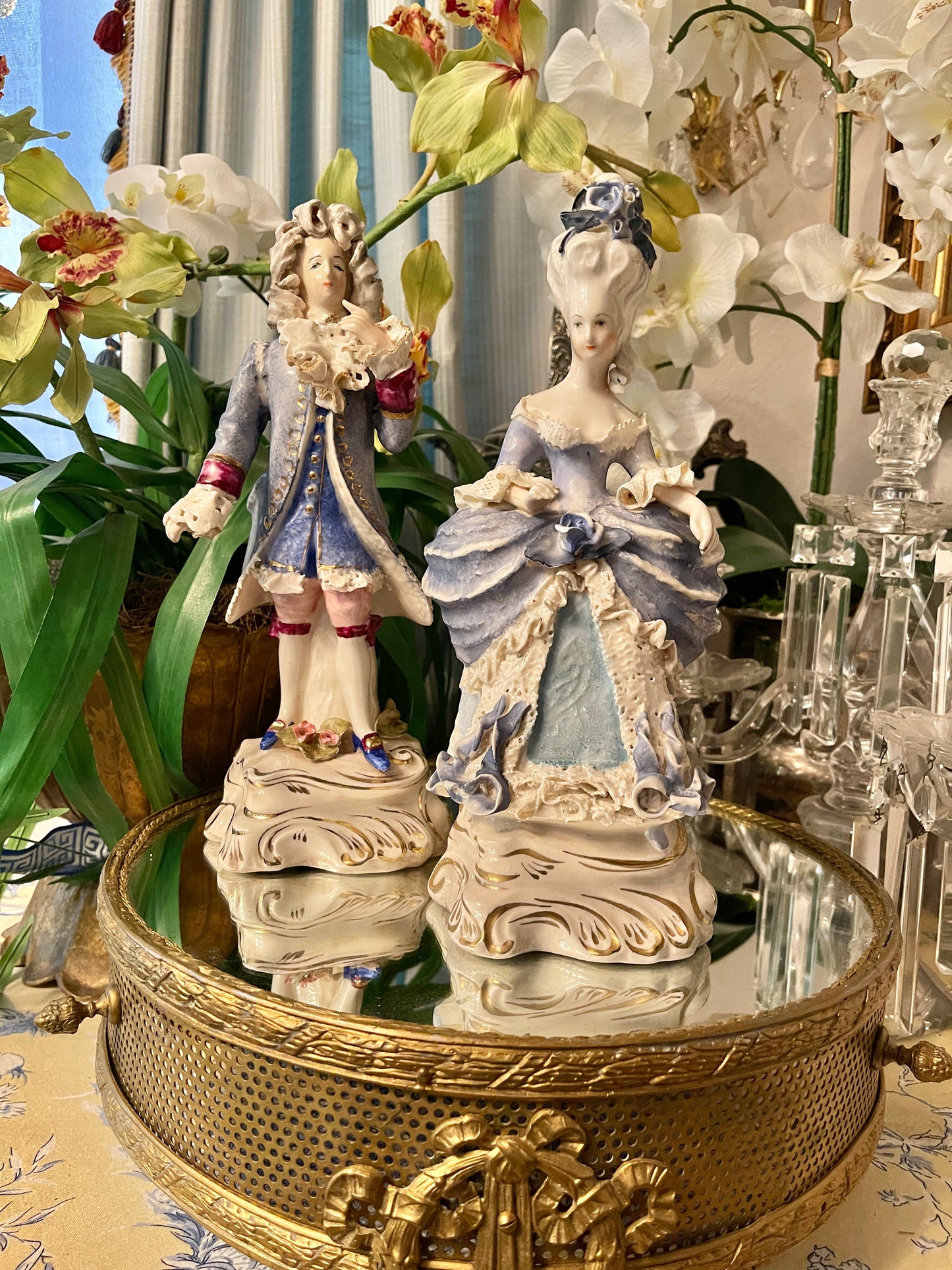 Vintage Cordey Louis XVI and Marie Antoinette–Inspired Rococo Statuette Pair | 11” |