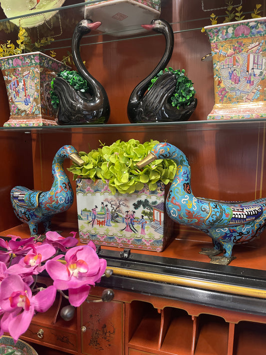 Pair of 1940s Chinese Cloisonne Ducks- FANTASTIC