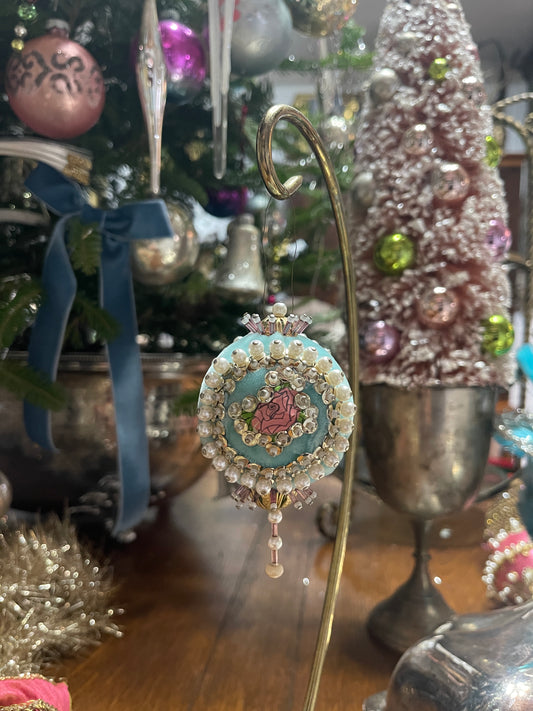 Tiffany Blue, Pink Floral, and ‘Pearl’ Push Pin Ornament