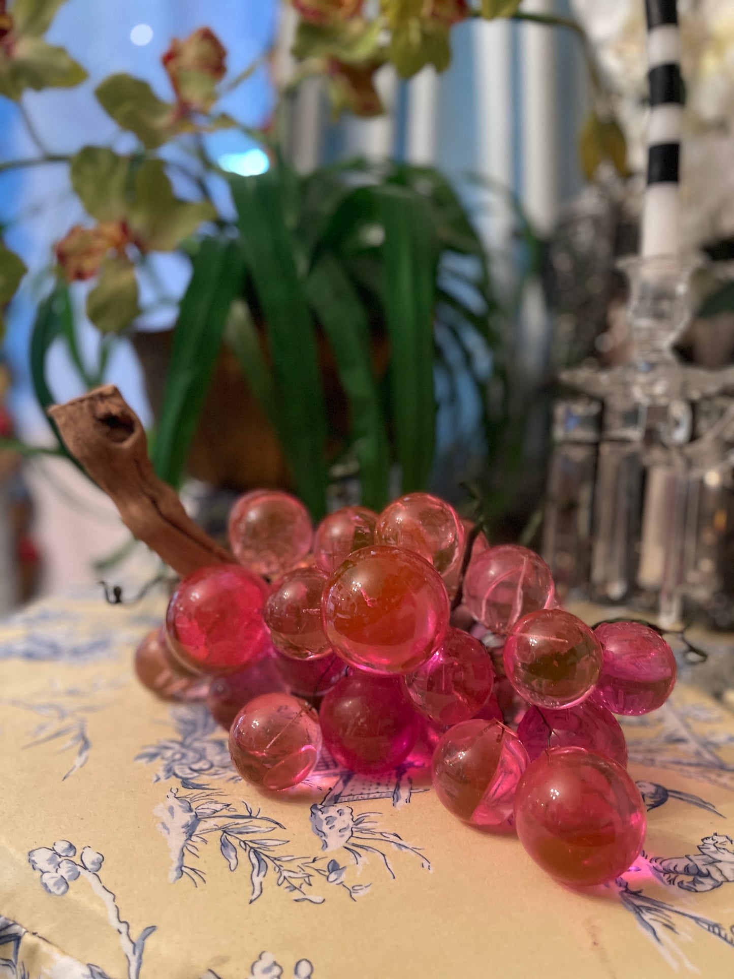 Pink Lucite Grapes, Vintage Decor