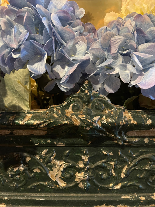 Antique French Cast Iron Rococo Jardinière Planter –Garden Patina