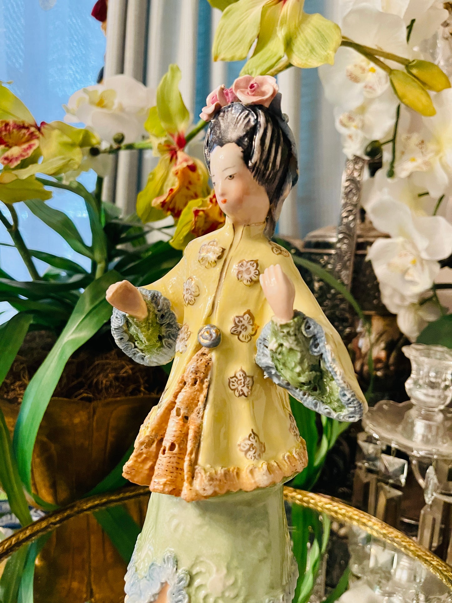 Vintage Cordey Chinoiserie Porcelain Statuette | Whimsical Mid-Century Cordey Porcelain | Hand-Painted |