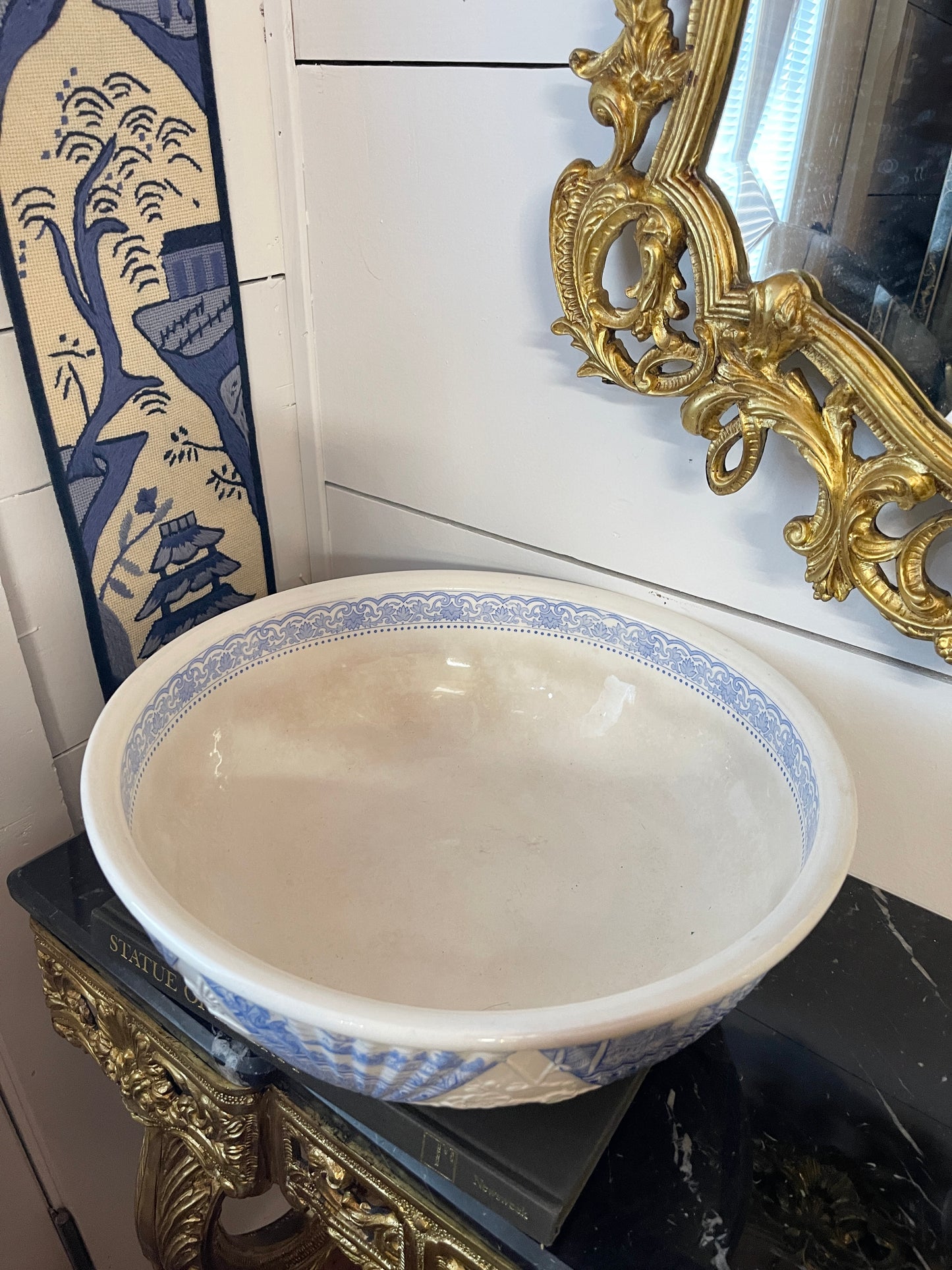 Antique Wedgwood Blue & White Chinoiserie Transferware Bowl