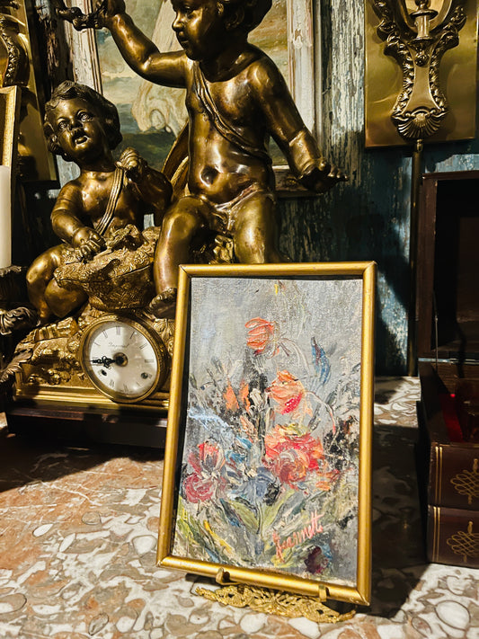 Vibrant Vintage Original Floral Oil Painting, Artist Signed, Romantic Impressionist Still Life