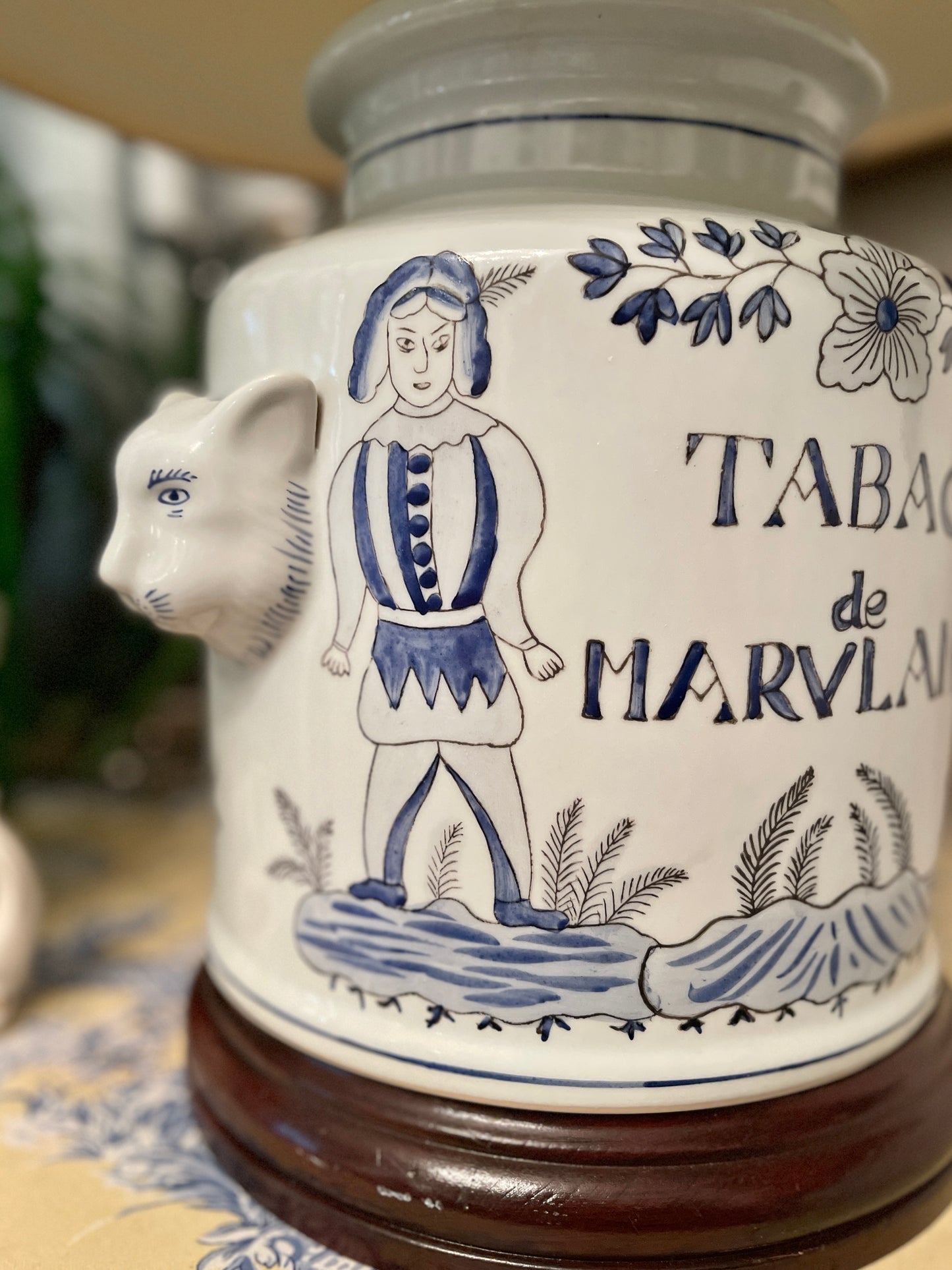 Blue and White ‘Tobac De Maryland’ Lamp