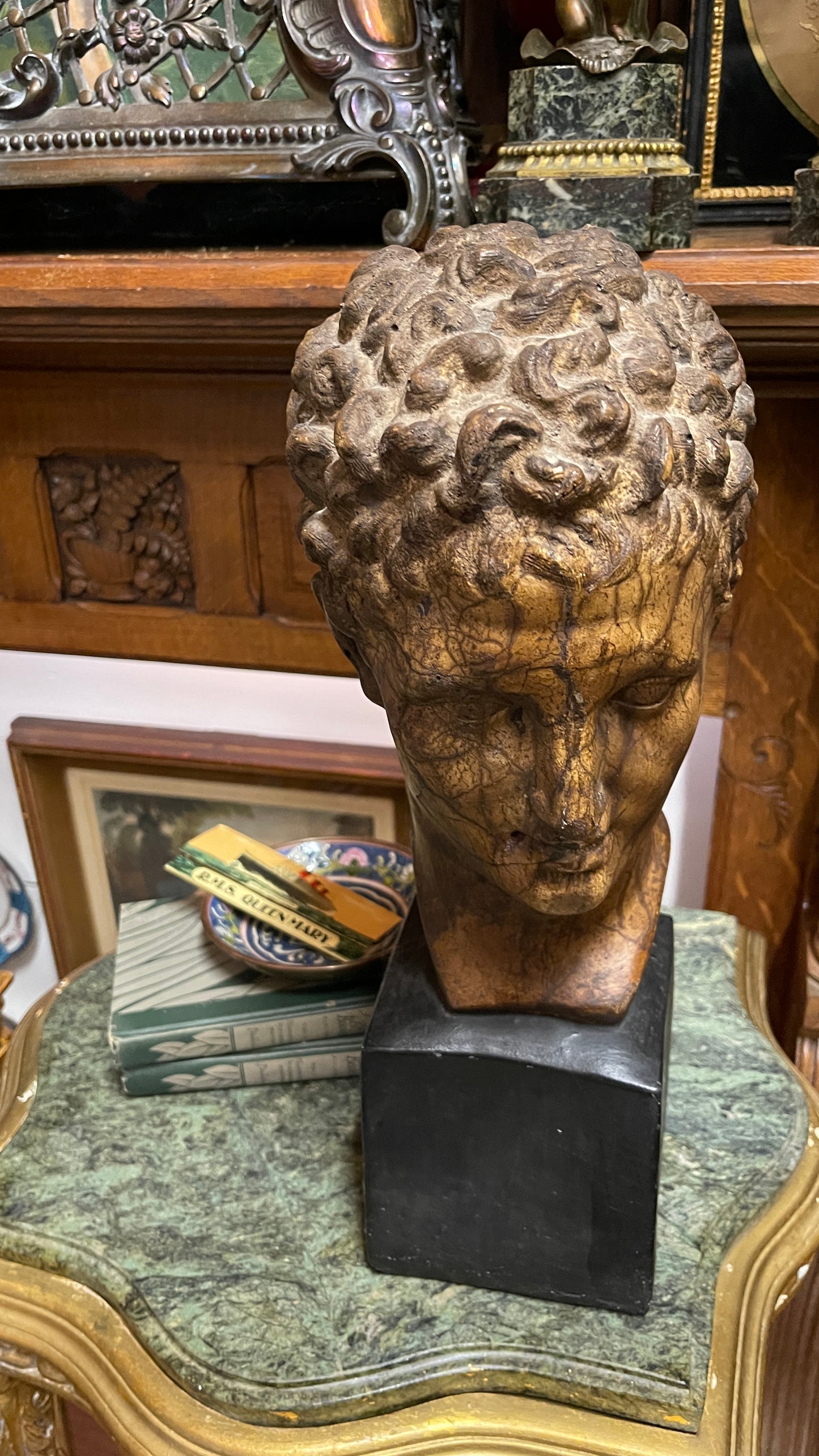 VINTAGE CLASSICAL APOLLO-STYLE PLASTER BUST