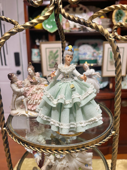 Lovely German Porcelain Dresden Lace Figurine | Vintage European Porcelain