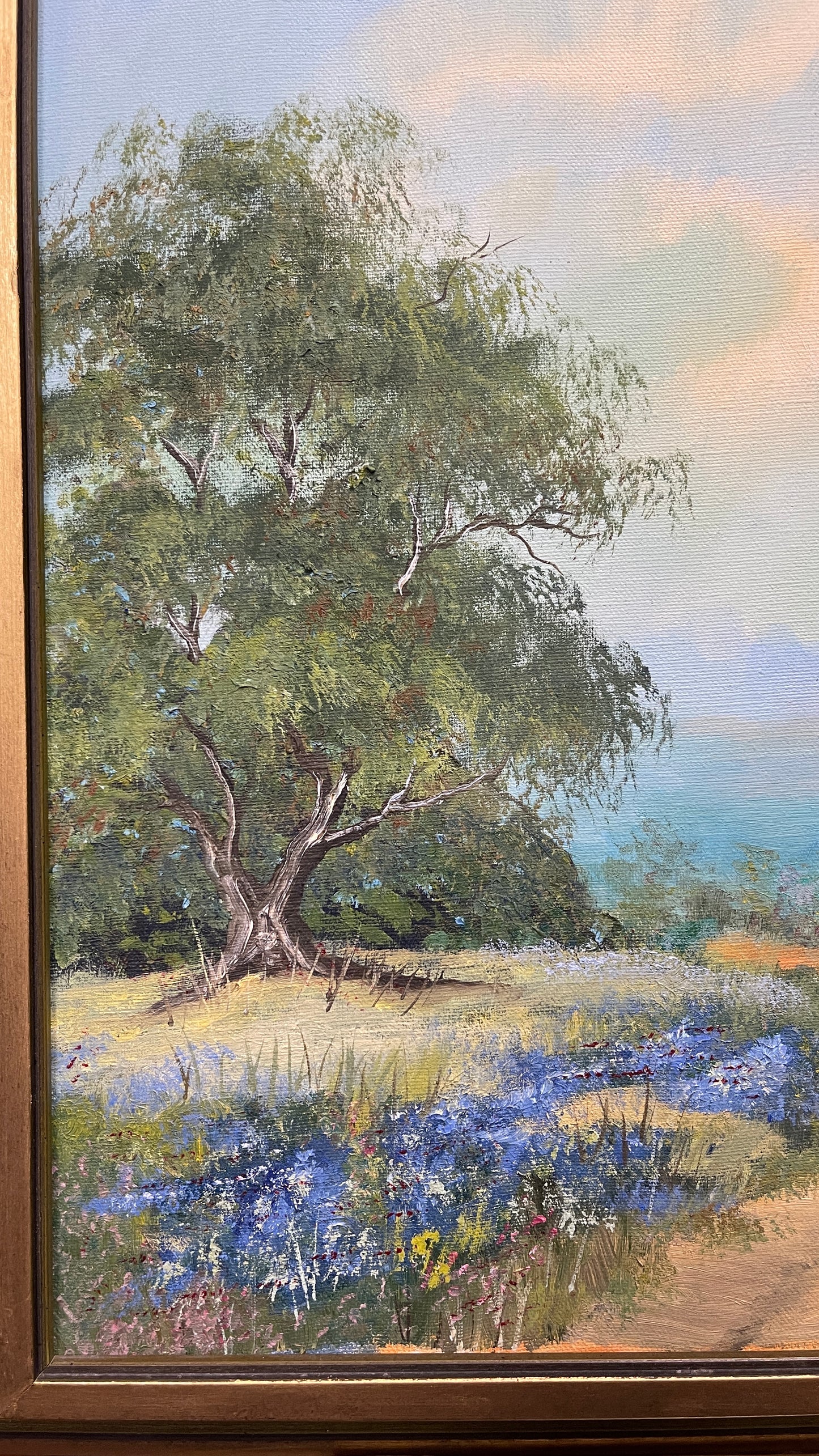 Vintage 1967 Texas Hill Country Bluebonnet & Wildflower Oil Painting
