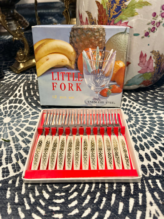 Vintage Cocktail Forks, Set of 12, Made in Japan, Original Box