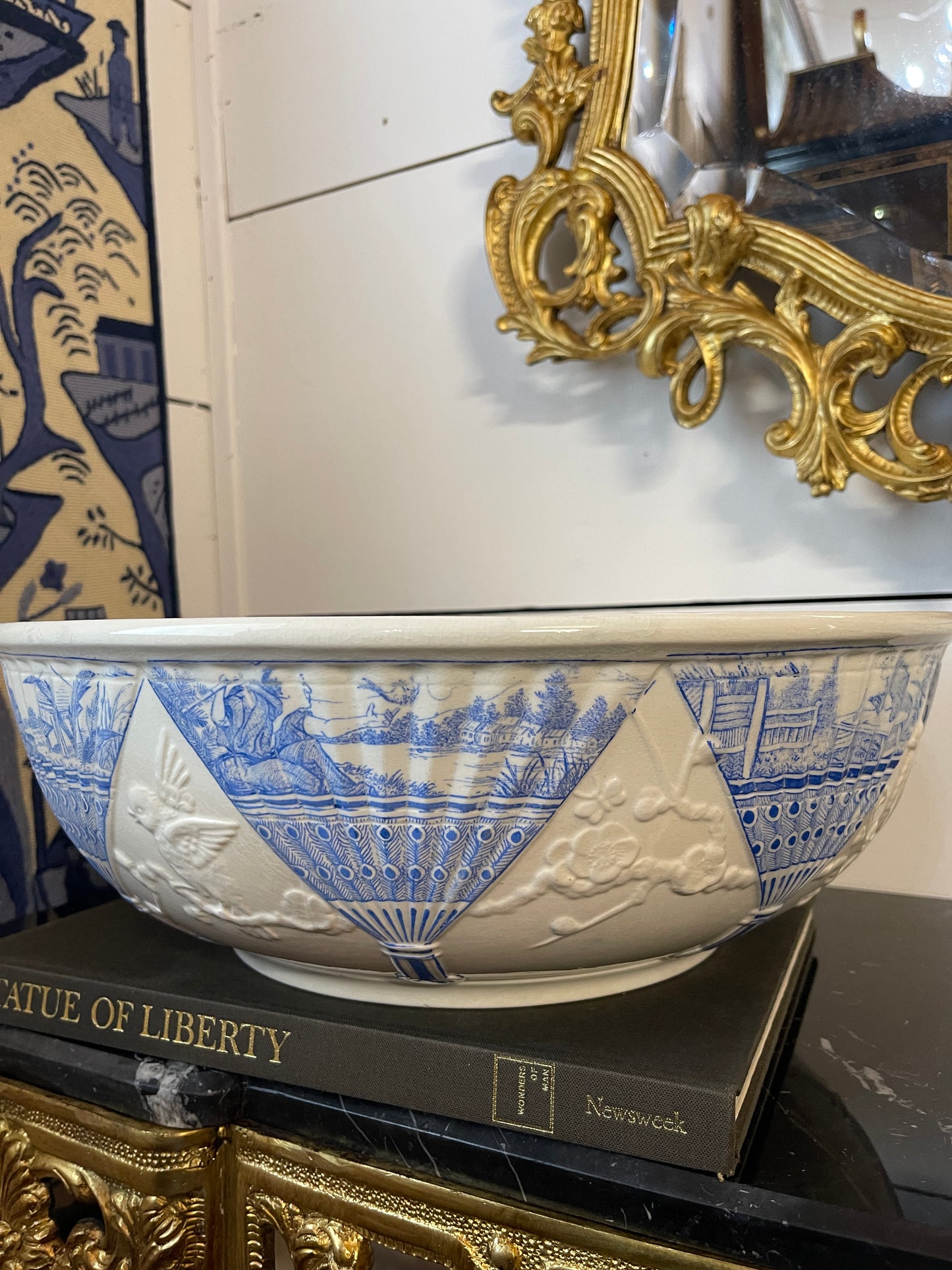 Antique Wedgwood Blue & White Chinoiserie Transferware Bowl