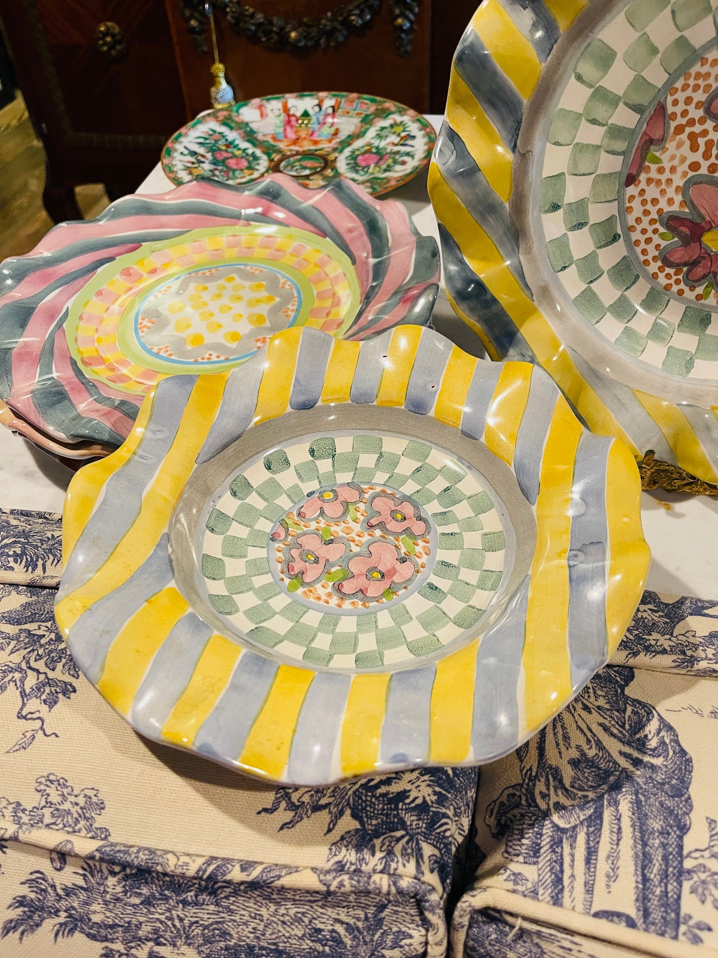 Myrtle Pattern Bowl, Vintage MacKenzie Childs, Glazed Terracotta