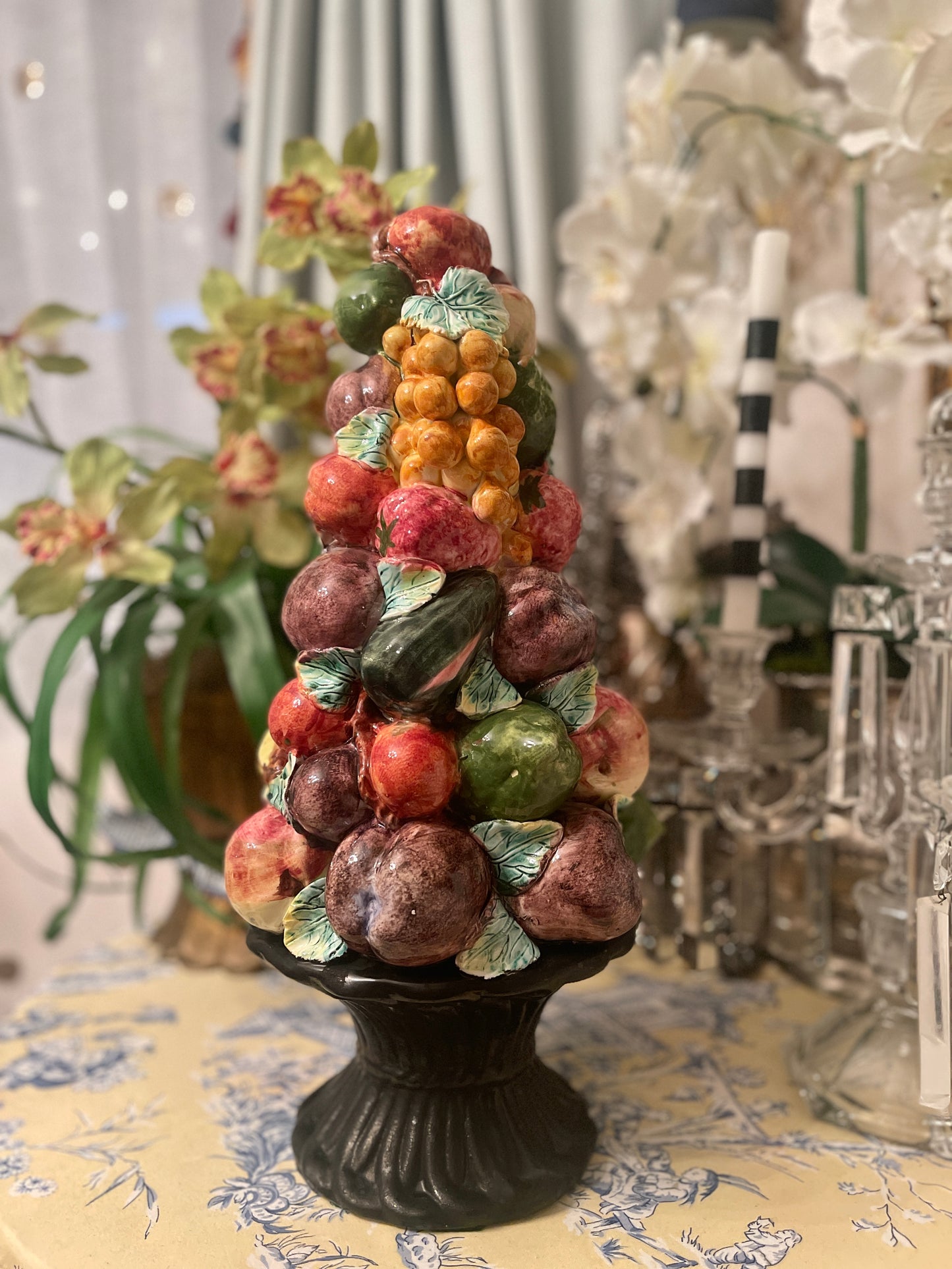 Italian Topiary, Large Vintage Fruit Topiary with Pomegranates, Made in Italy
