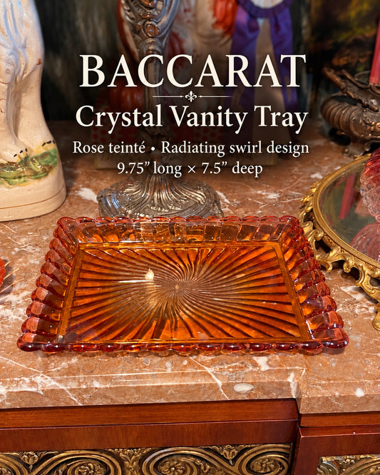 Baccarat Rose-Tinted Crystal Vanity Tray | Radiating Swirl Design