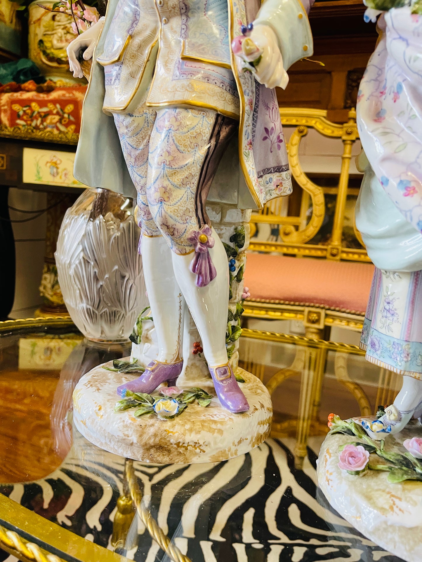 Monumental Pair of Meissen Porcelain Figural Statuettes|Hand-Painted | 24 Inches Tall