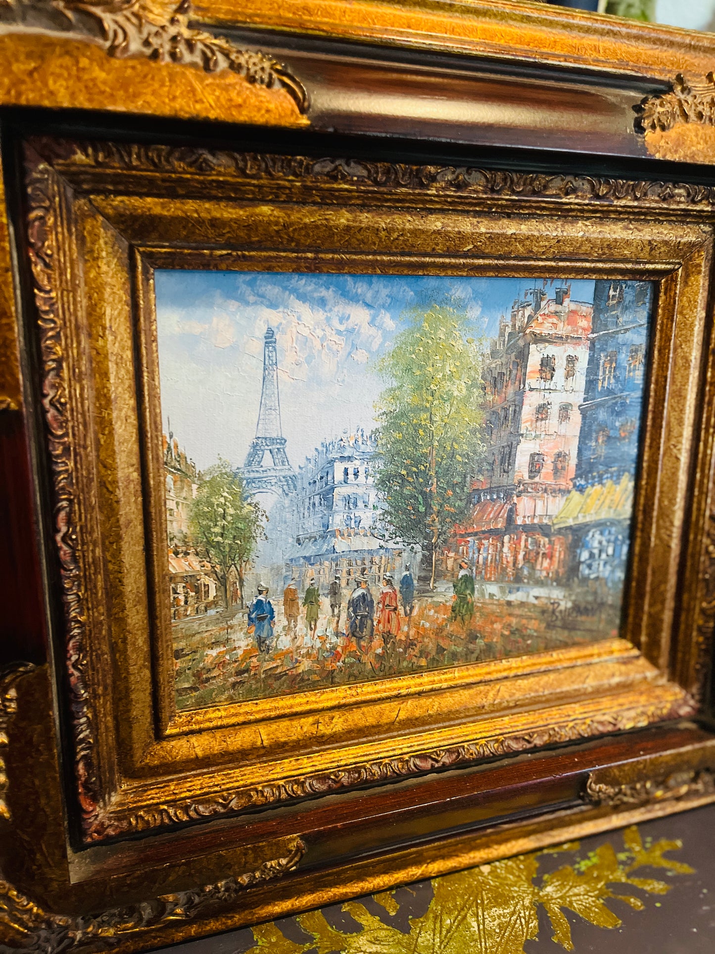 Vintage Paris Painting, Caroline Burnett Eiffel Tower Original Oil Painting, Artist Signed