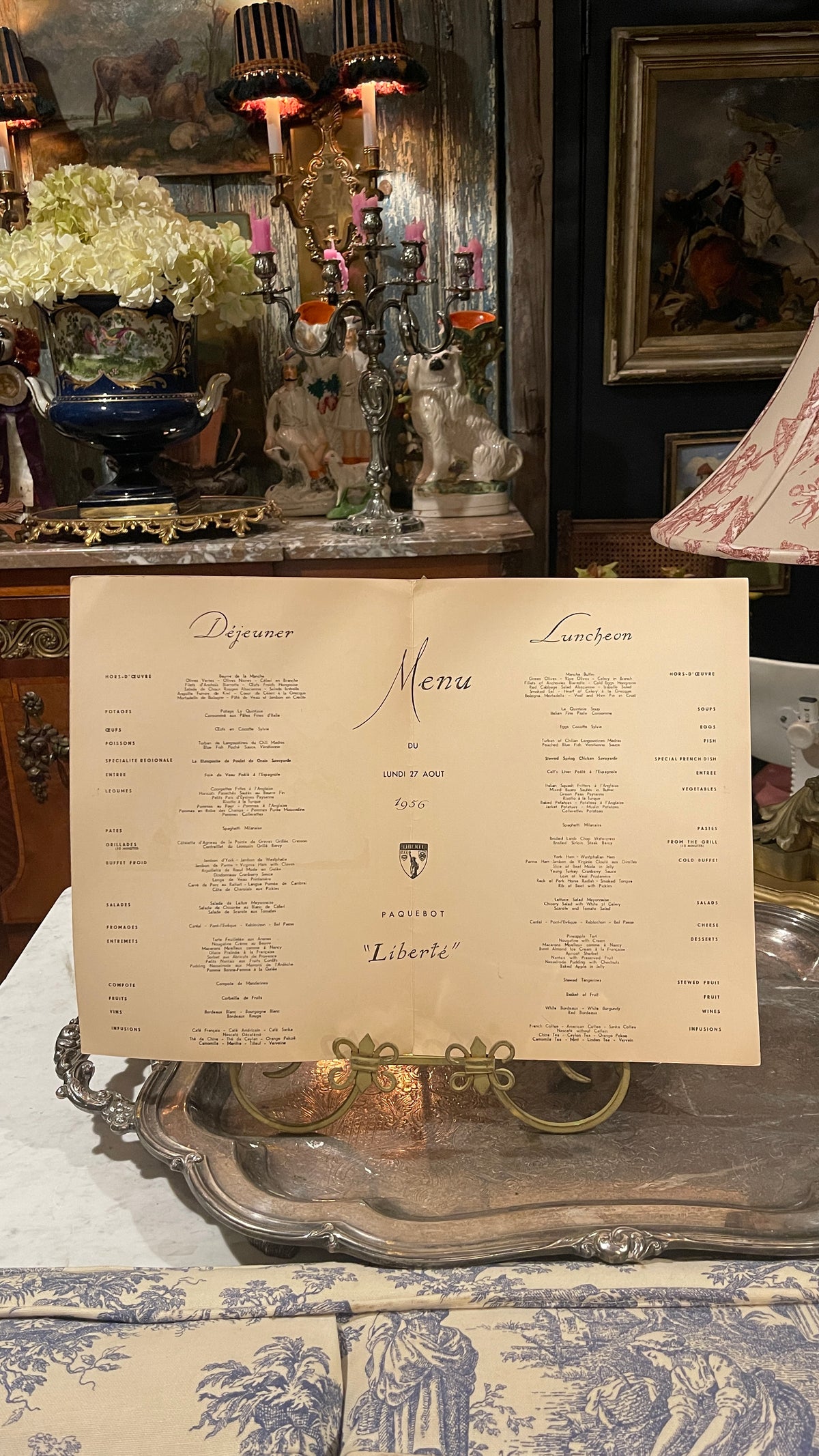 1956 French Line Illustrated Menu — Fais Dodo Colin | Jean A. Mercier