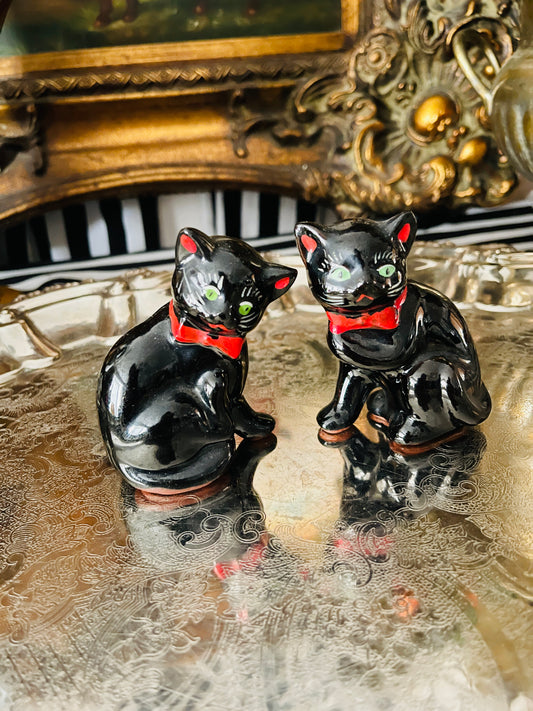 Vintage Shafford Black Cat Figurines