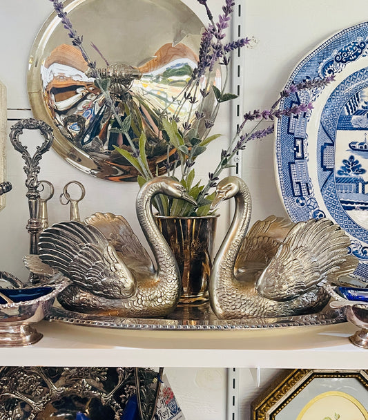 1930s silver-plated swan by the Philadelphia Manufacturing Company, Two Available