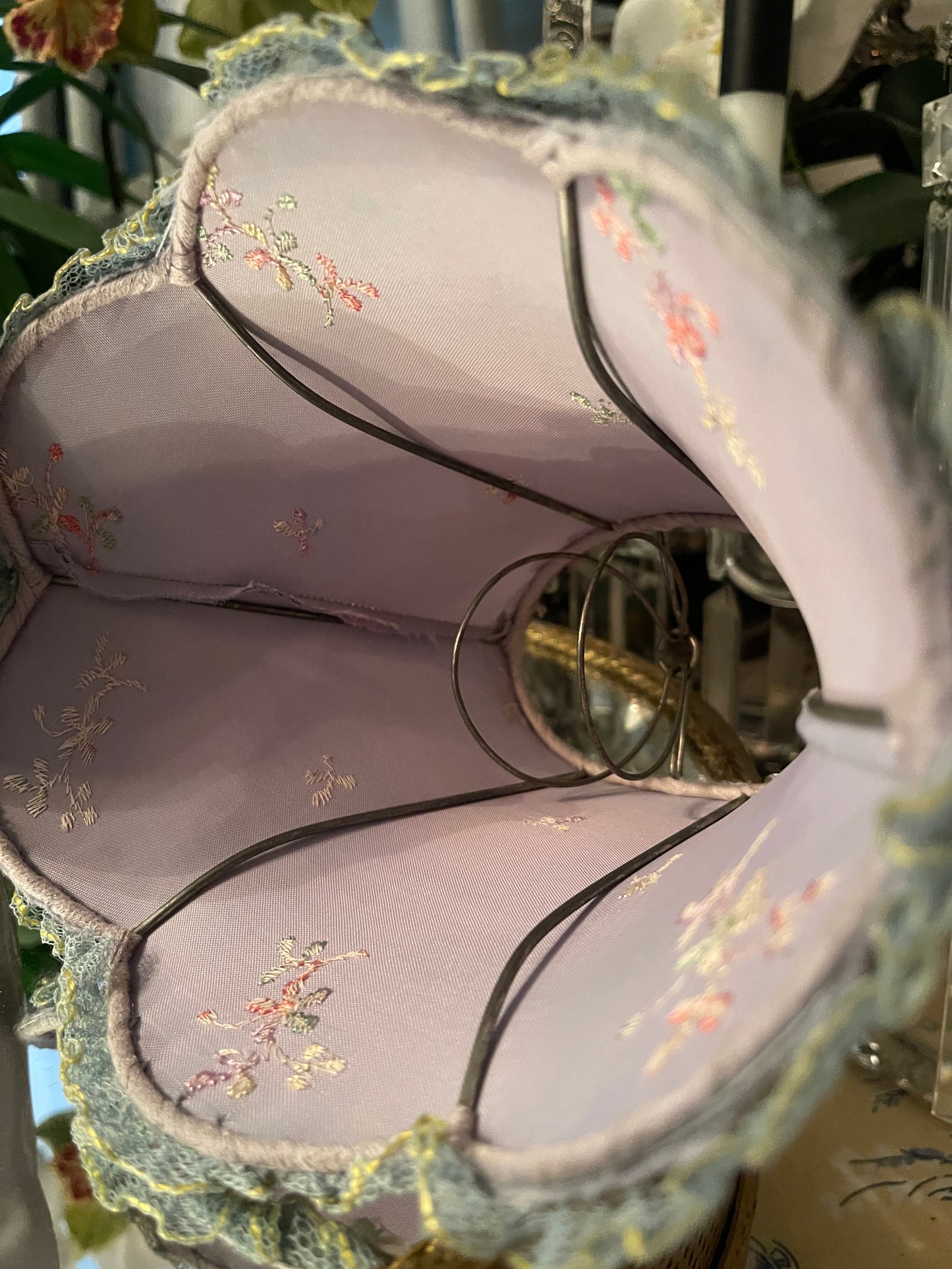 Vintage German Ballerina Lamp with Shade, Romantic Petite Porcelain Vanity Lamp, Round Top Find