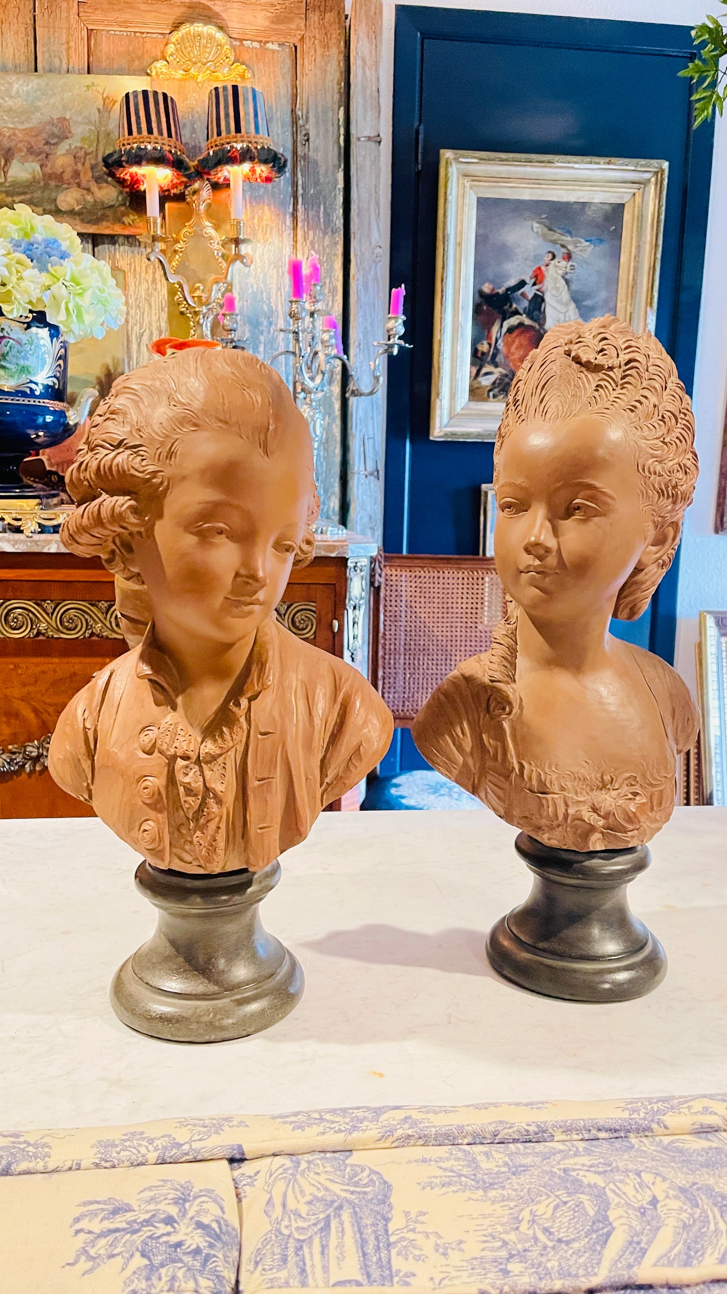 Pair of Louis XVI Style Terracotta Busts of Aristocratic Children, Estate-Sourced