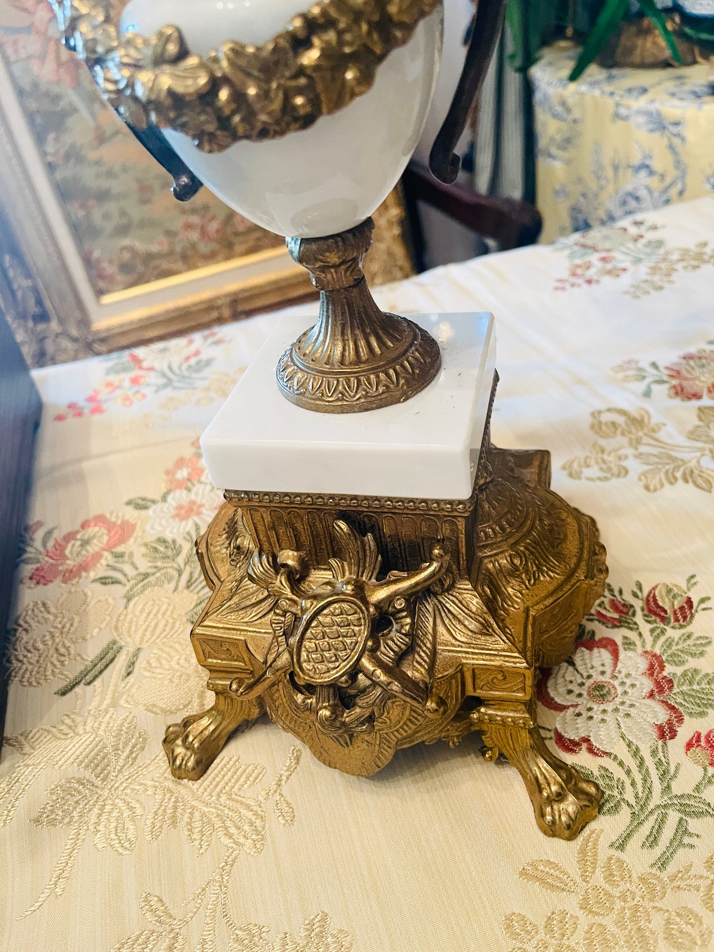 Italian Gilt and Cherub and Acanthus Alabaster Marble and Bronze Candelabras, Pair,