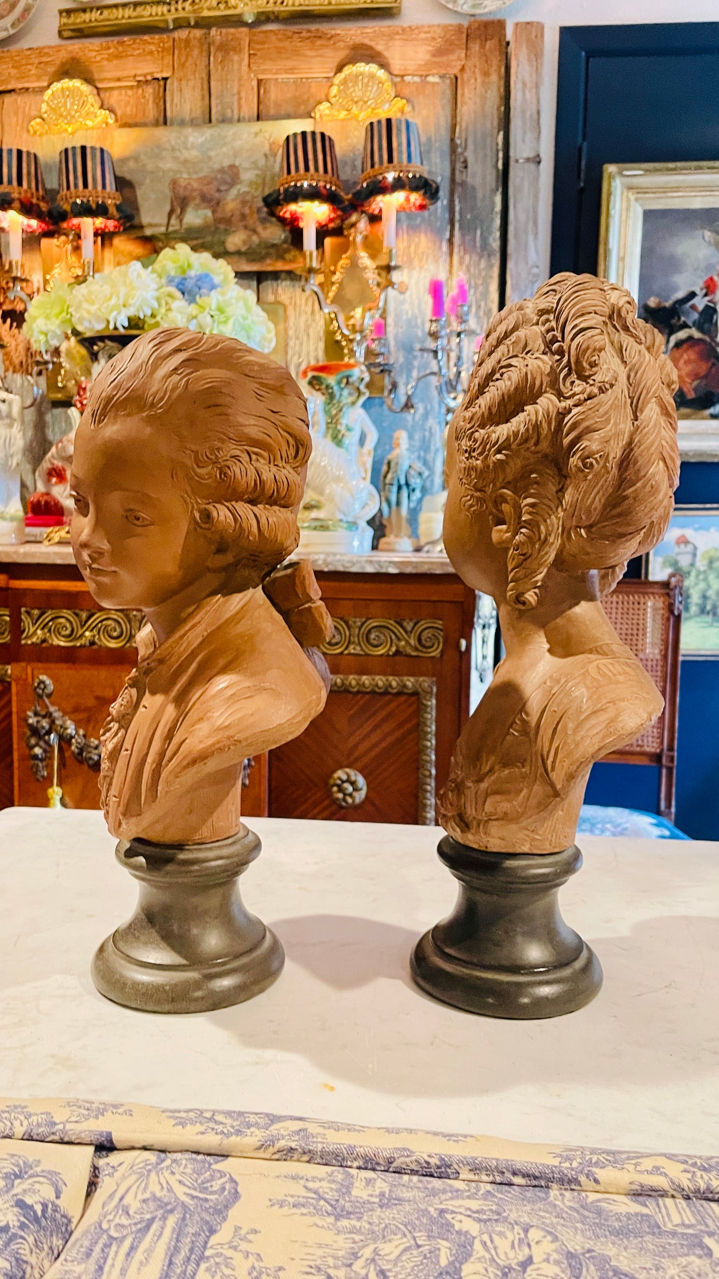 Pair of Louis XVI Style Terracotta Busts of Aristocratic Children, Estate-Sourced