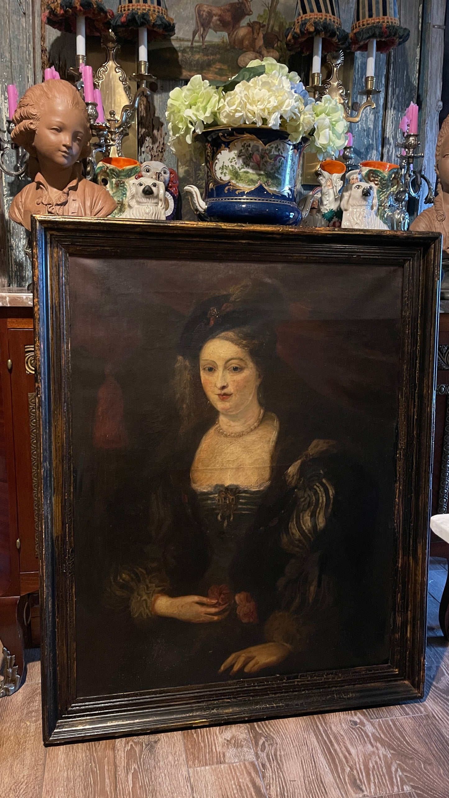 19th Century Continental School Oil Portrait After Peter Paul Rubens’ Portrait of Helena Fourment, Estate Sourced