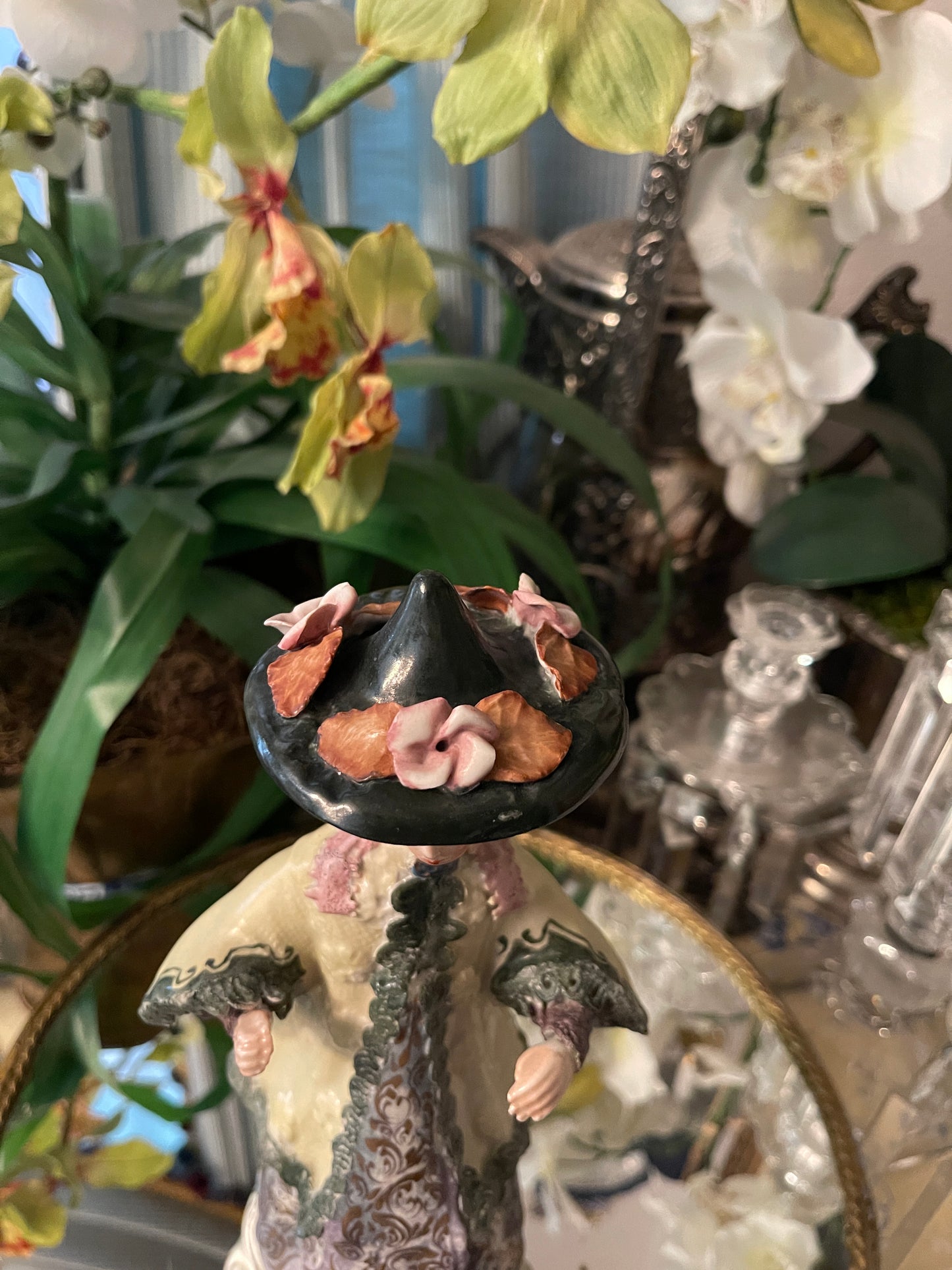Vintage Chinoiserie Cordey Porcelain Statuette | Whimsical Mid-Century Cordey Porcelain | Hand-Painted |
