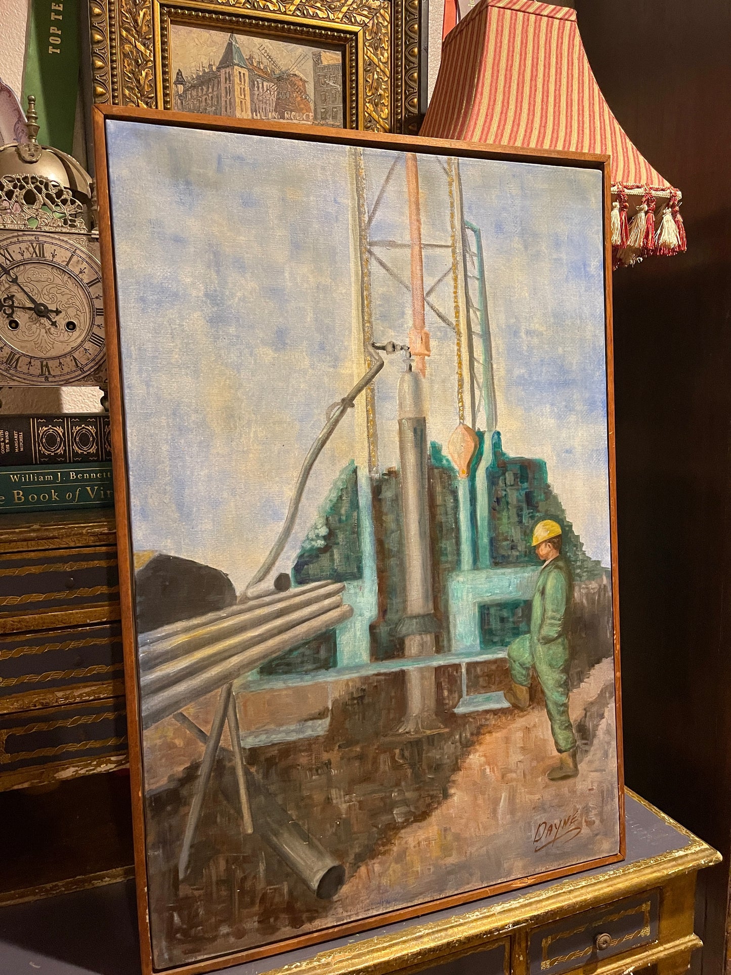 Texas Oil Field Painting, Vintage Texas Art, Original Painting, Artist Signed, Framed