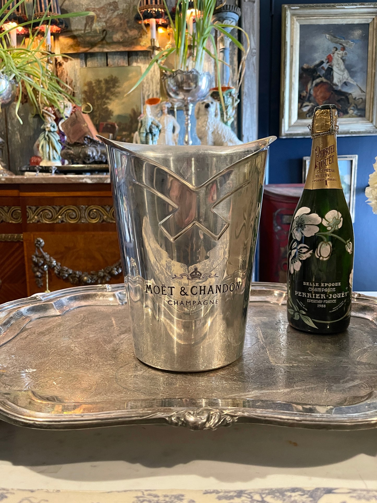 Vintage Moët & Chandon Champagne Urn, French Aluminum Ice Bucket | Iconic Champagne House Display Piece