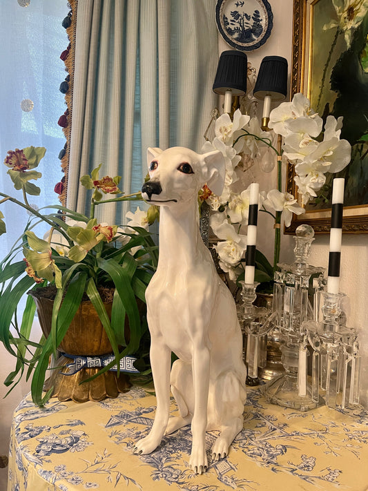 LARGE Italian Greyhound /Whippet, Hand Painted Porcelain