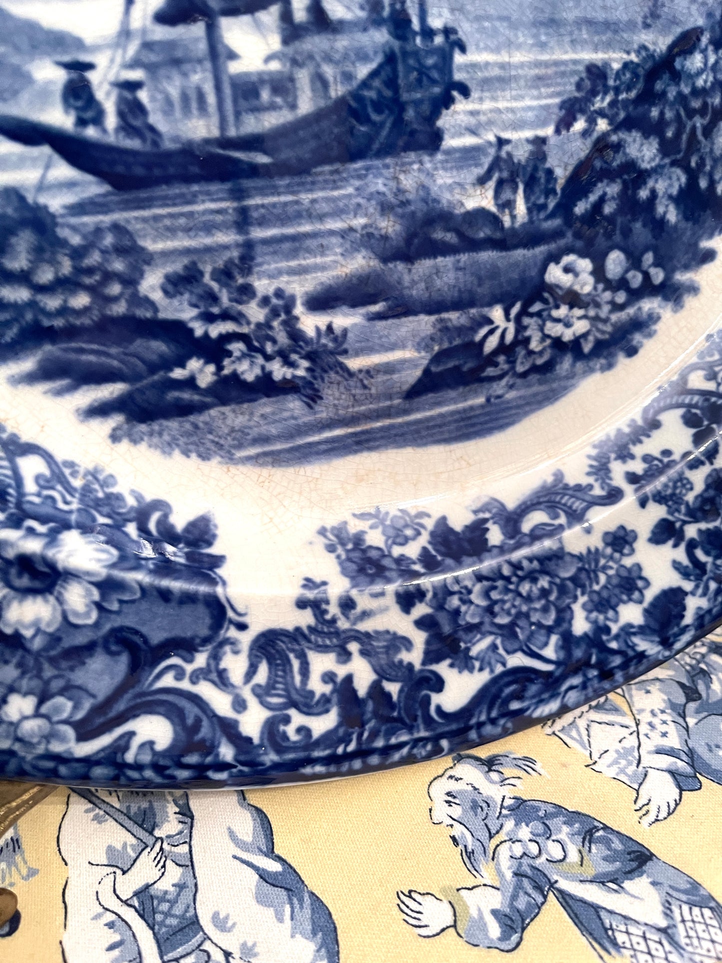 Large Antique Chinoiserie Wedgwood Platter, Blue and White