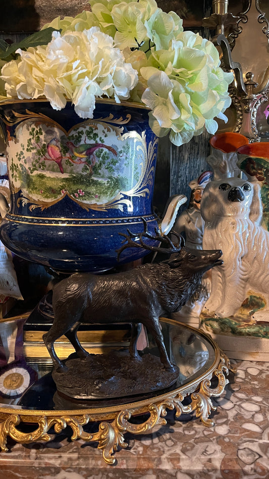 Bronze-Toned Metal Stag Sculpture | Estate-Sourced Texas Hill Country Decor