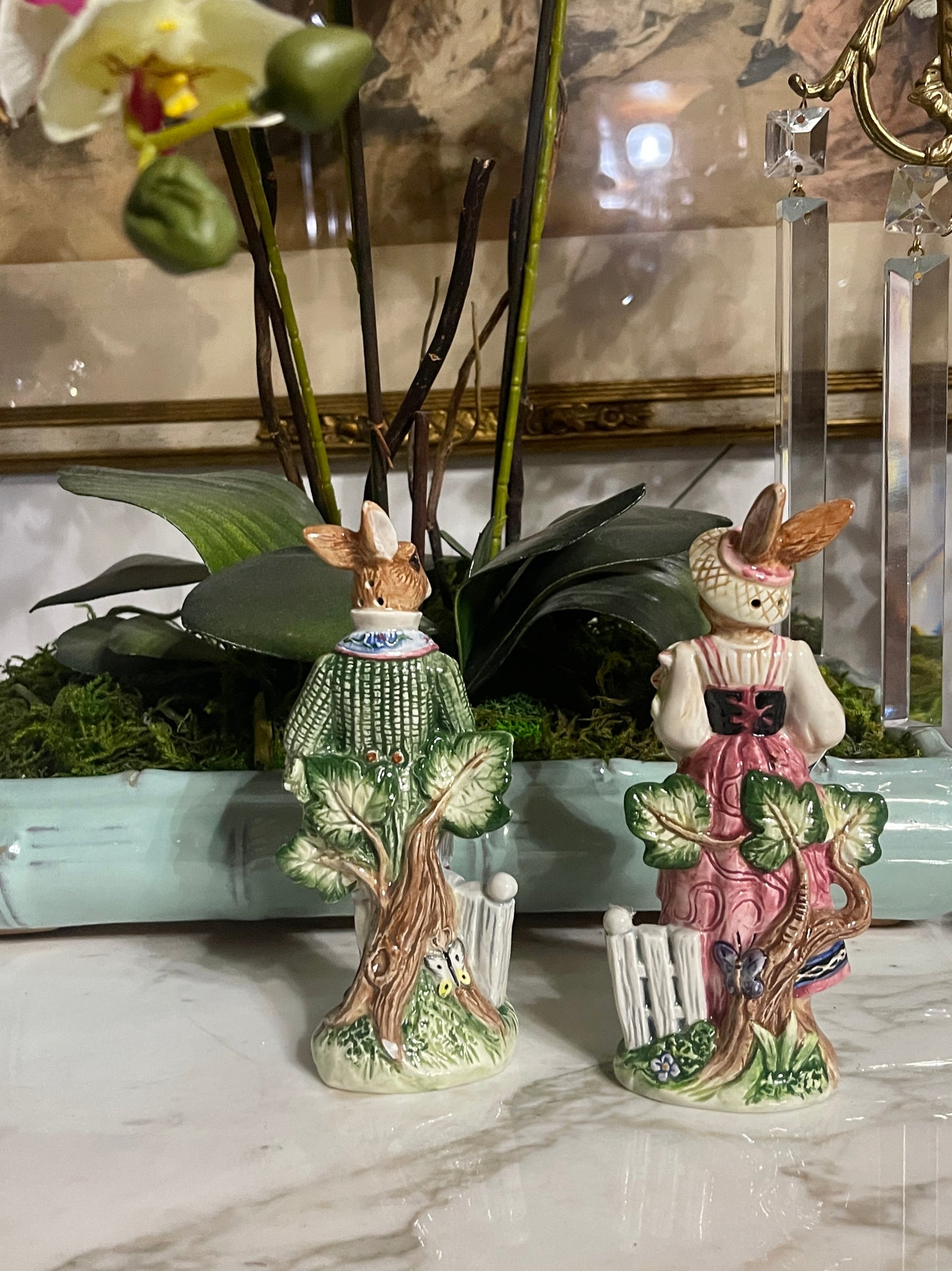 Vintage Fitz and Floyd Classics Old World Rabbits Salt and Pepper Shakers