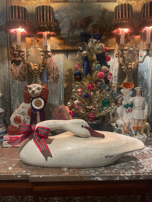 Large Carved Wood Swan — Vintage Decorative Sculpture | Round Top Find