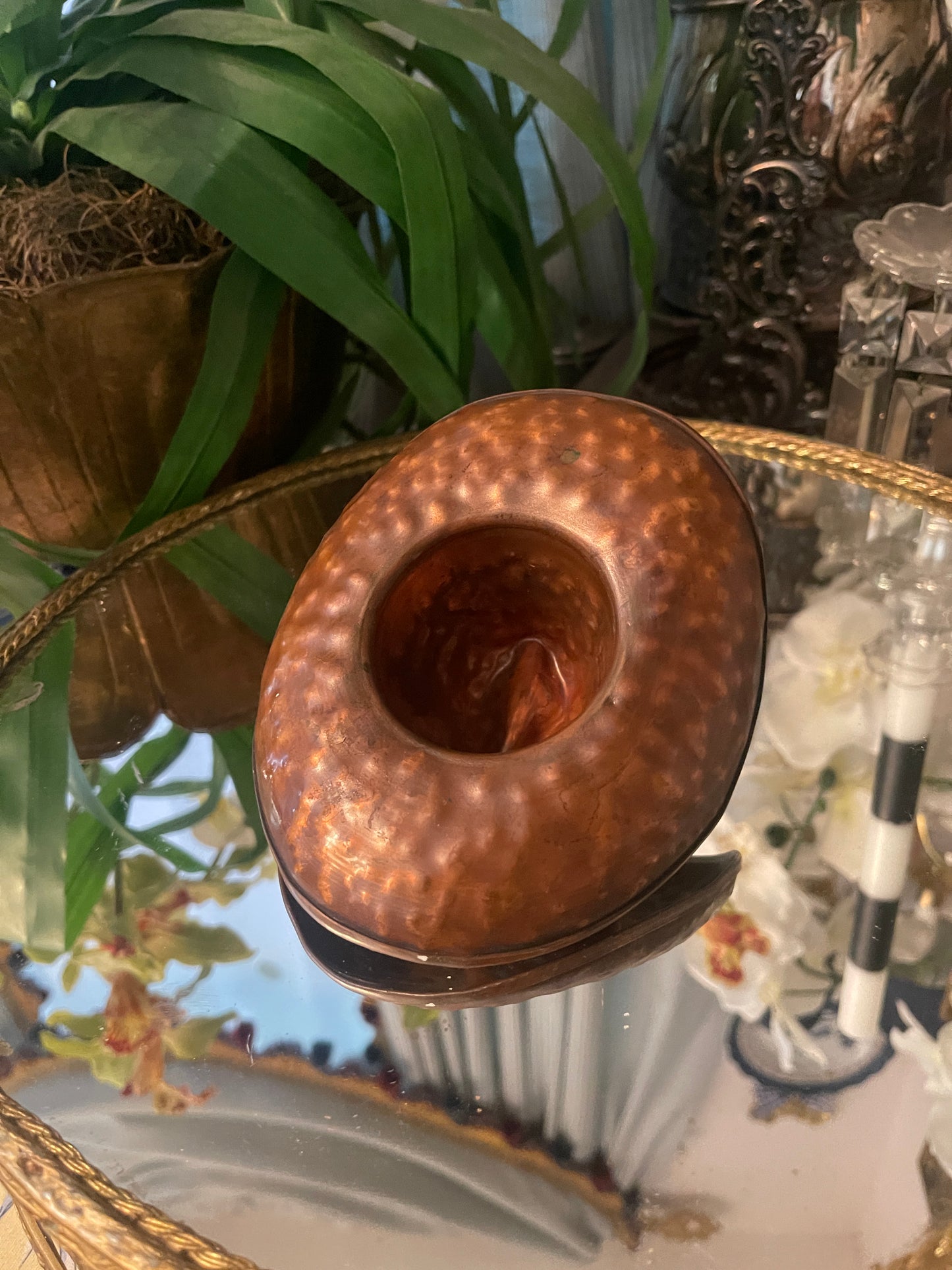 Vintage Hammered Copper Cowboy Hat, Round Top Favorite