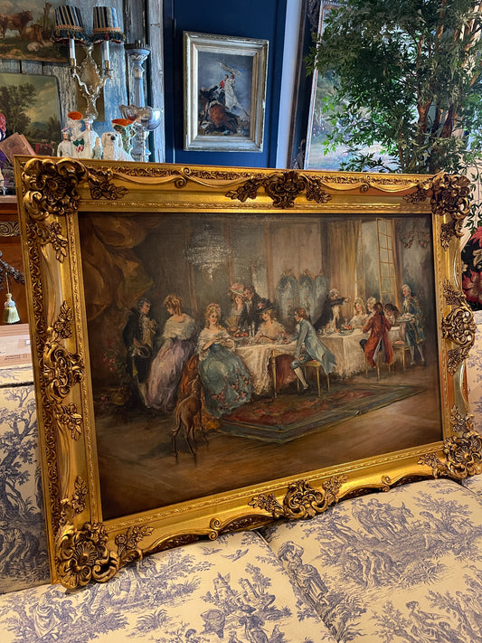 Monumental Rococo French Salon Banquet Scene — After Vicente García (1845–1903) — Estate Art