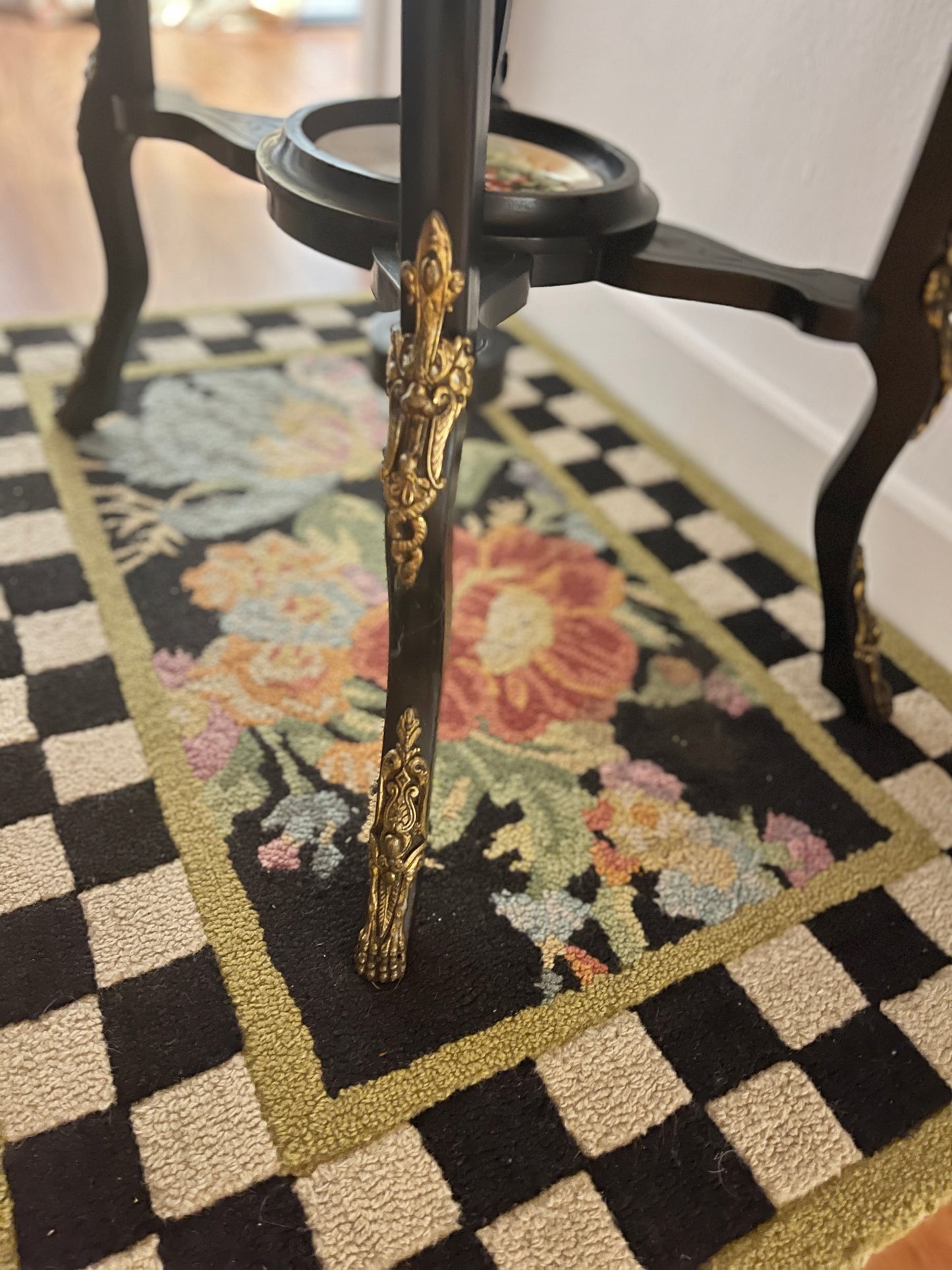 19th Century French Napoleon III Planter Table, Ebonized with Gilt Bronze